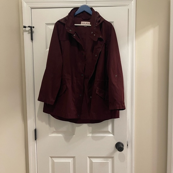 Ava & Viv Jackets & Blazers - Ava & Viv Hooded Trench Coat in Deep Wine